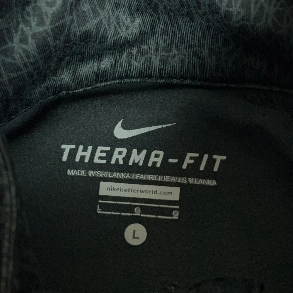Nike Womens Pullover Large Black Gray Performance‎ Therma Fit Swoosh Athleisure